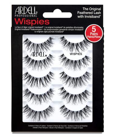 Ardell False Eyelashes Wispies Black, 1 pack (5 pairs of strip lashes per pack) Wispies Black 5 Pair (Pack of 1)
