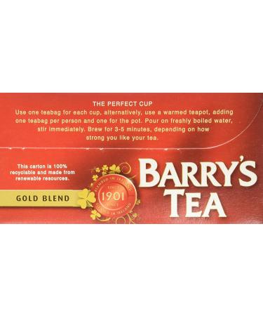 Barry's Tea Gold Blend 80 Tea Bags (Pack of 4) - 320 Tea Bags Total - Buy Online on GoSupps.com