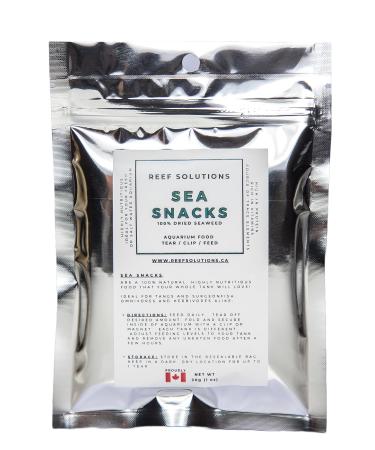 Reef Solutions Sea Snacks - Premium Dried Seaweed - 1 oz (30g) - Ideal Nutrition for Your Aquarium Fresh or Saltwater The Best Available Quality Stays Together Longer