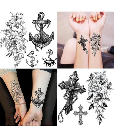 3D Black Skull & Rose Temporary Tattoos | Waterproof Arm & Neck Tattoos for Men & Women - Shegazzi - Buy Online on GoSupps.com