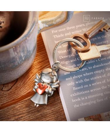 Fabach Guardian Angel Keyring - Silver Heart Star Keychain Gift for Girlfriend | Lucky Charm & Angel Fortune Jewelry - Buy Online on GoSupps.com