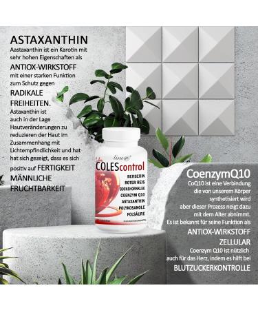Colescontrol Line Dietary Supplements - Berber Red Rice Bockshornklee Coenzyme Q10 Astaxanthin Policosanols & Folic Acid | 60 Tablets | 2-Month Supply - Shop Now! - Buy Online on GoSupps.com