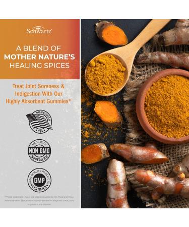 Turmeric Curcumin Ginger Gummies - 120 Count - Vegan Joint Support Supplement - Non-GMO & Made in USA - Peach Flavor - 60 Day Supply - Buy Online on GoSupps.com