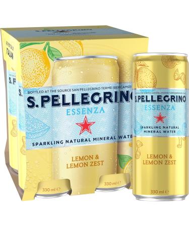 San Pellegrino Essenza Sparkling Water Lightly Flavoured Lemon & Lemon Zest Cans 4x330ml - Buy Online on GoSupps.com