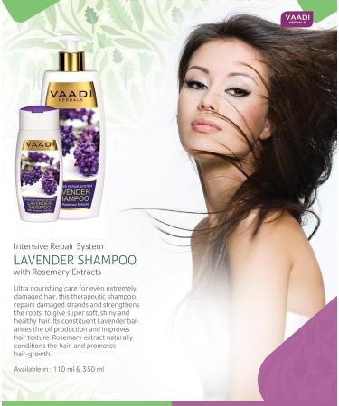 Vaadi Herbals Lavender Rosemary Shampoo - Intensive Repair All Natural Paraben & Sulfate Free Suitable for All Hair Types - Value Pack of 3 x 11.8 Oz - Buy Online on GoSupps.com