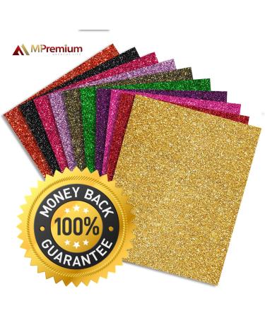MiPremium Glitter Heat Transfer Vinyl HTV Starter Pack - 10 Color Iron On Bundle Kit for T-Shirt Press - Easy to Cut & Press - Buy Online on GoSupps.com