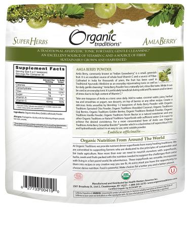 Organic Traditions Amla Berry Powder 7 oz - Superfood for Immune Support & Antioxidants - Buy Online on GoSupps.com