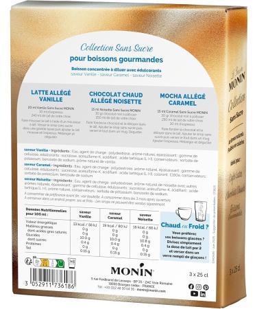 MONIN - Coffret collection sans sucre pour Boissons Chaudes - Caramel Noisette et Vanille - 3x25cl - Buy Online on GoSupps.com