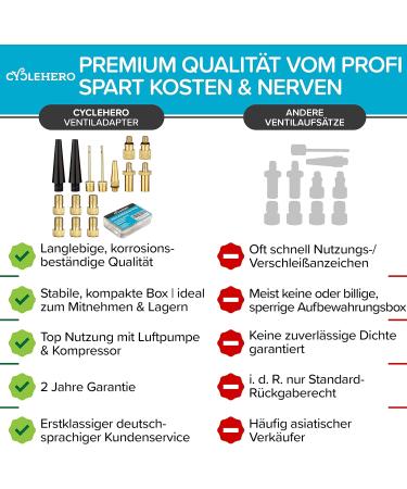 Premium 15-Part Bicycle Valve Adapter Set - French Auto Dunlop Valve Adapters & Ball Pump Needles | Cyclhero - Buy Online on GoSupps.com