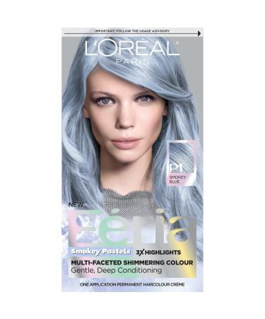 L'Oreal Paris Feria Multi-Faceted Shimmering Permanent Hair Color  411 Sapphire Smoke (Smokey Blue) 1 Count (Pack of 1) BLUES P1 Saphire Smoke (Smokey Blue)