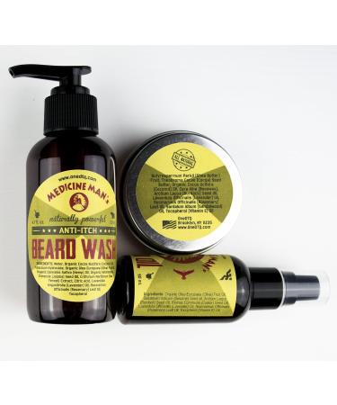 Medicine Man Beard & Mustache Care Kit | Itchy Beard Wash Oil & Balm | International Shipping Available - Buy Online on GoSupps.com