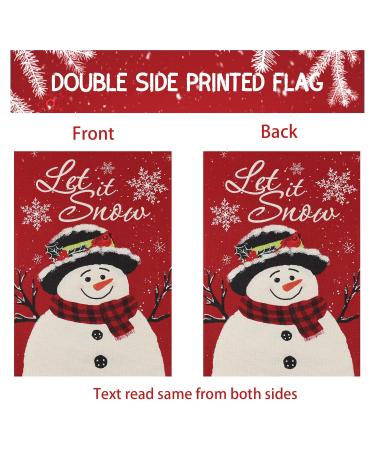 Snowman Garden Flag 30.5x45.7 cm | Double-Sided Christmas Outdoor Decoration | Let It Snow Winter Farmhouse Flag - Buy Online on GoSupps.com