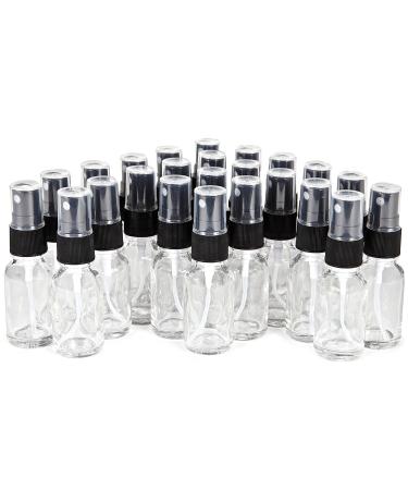 Vivaplex 24 Clear 15 ml (1/2 oz) Glass Bottles with Black Fine Mist Sprayer's