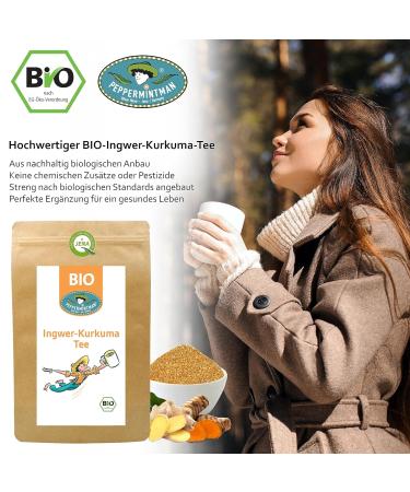 Organic Turmeric Tea 500g - Ayurvedic Vitality Blend | Refreshing & Revitalizing Peppermint & Ginger | International Shipping Available - Buy Online on GoSupps.com