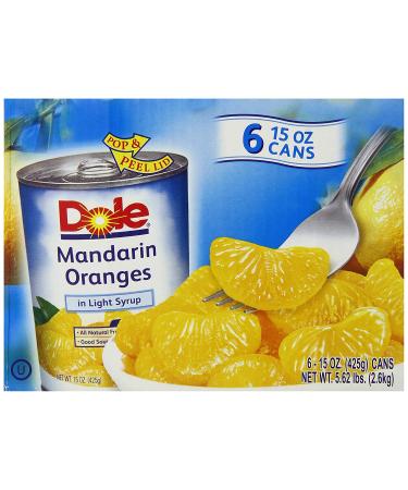 Dole Mandarin Oranges in Light Syrup 15oz Cans (Pack of 6) - Delightfully Sweet Citrus Treats - Buy Online on GoSupps.com
