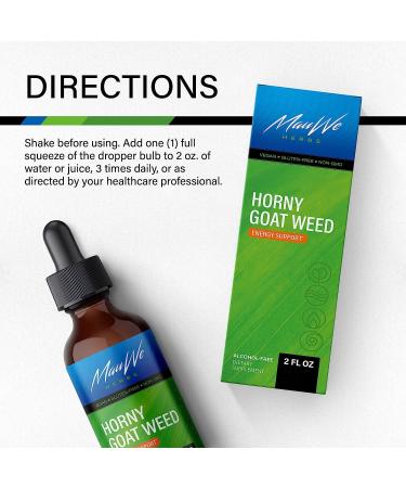 MAUWE HERBS Horny Goat Weed Extract Drops - Organic Epimedium Tincture for Men & Women - 2 fl oz Liquid Supplement - Vegan Formula - Buy Online on GoSupps.com