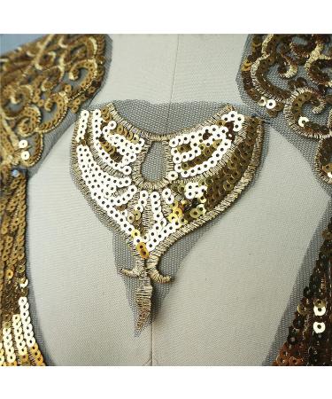 Gauze Sequins Phoenix Tail Feather Patch Applique Set for DIY Wedding Gown & Bridal Dress - 5pcs (Black) Ivory Gold - Buy Online on GoSupps.com