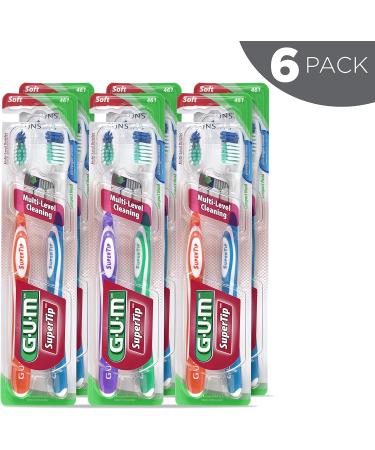 GUM Compact Soft Bristle Toothbrush Twin Pack - 6ct, Super Tip, Pack of 6 - Buy Online on GoSupps.com