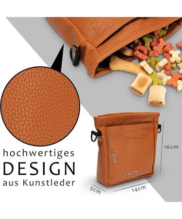 Ostfriesenpfoten Frieda Dog Treat Pouch - High-Quality Synthetic Leather Brown Size M - Easy Open Single-Handed Lock Gassitasche for Dog Owners | International Shipping - Buy Online on GoSupps.com