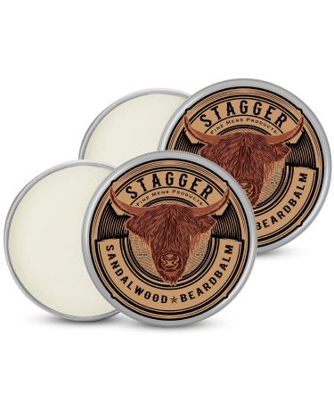 STAGGER Beard Balm with Sandalwood Scent Leave in Conditioner - Irritation Free Beard Wax - Natural Beard Conditioner Mustache Wax - Beard Care For Men Strengthens & Softens (Pack of 2)
