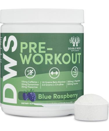 Pre Workout Powder for Men & Women (30 Servings of Caffeine Beta Alanine L-Citrulline Dynamine L-Theanine Taurine Theacrine & More) Preworkout Powder with Scoop by Double Wood (Blue Raspberry) - Buy Online on GoSupps.com