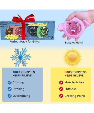 Kids Boo Boo Ice Packs (4 Pack) - Cute Animal Hot/Cold Packs with Soft Sleeves - Reusable Gel Beads for Pain Relief - Ideal for Injuries, Fever, Headaches - Buy Online on GoSupps.com