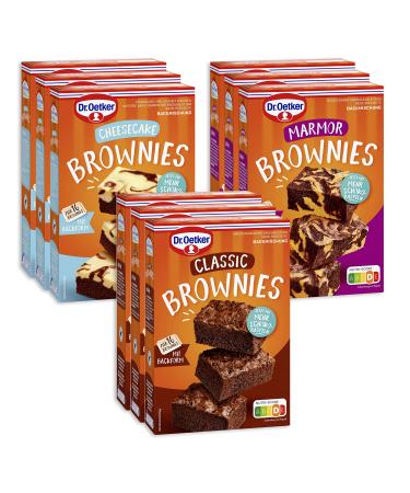 Dr.Oetker Brownie Baking mixes - 9 Pack for 16 Brownies including baking pan in the Classic Marble and Cheesecake 9 Pack (9 pieces)
