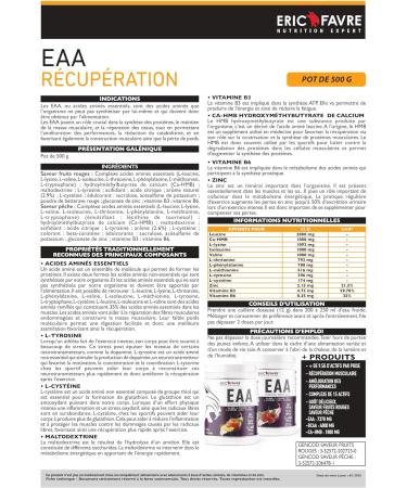 EAA ESSENTIAL AMINO ACIDS - Acides Amin s Essentiels avec CA-HMB L-Tyrosine L-Cyst ine Zinc & Vitamines - Formule nergisante et R duction de la Fatigue - 500g - Saveur Fruits Rouges - Eric Favre - Buy Online on GoSupps.com