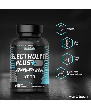 Electrolyte Tablets 1575mg | 240 Vegan Tablets with Potassium Chloride Calcium Magnesium & Sodium | Keto Electrolyte Powder Alternative | by Horbaach - Buy Online on GoSupps.com