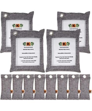 Naturally Activated Bamboo Charcoal Air Purifier Bags -12 BAGS- Freshener - Deodorizer - Odor Neutralizer Bags - Unscented Car Freshener - Moisture Absorber - Boat Odor Eliminator SET OF 12
