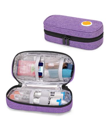 CURMIO Epipen Carrying Case for Adult and Kid Portable Medicine Supplies Bag for 2 EpiPens Auvi-Q Syringes Vials Nasal Spray Home and Travel Purple