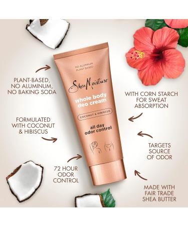 SheaMoisture Whole Body Deo Cream Coconut & Hibiscus - 3 Count Aluminum-Free All-Day Odor Control 2.5 oz - International Shipping Available - Buy Online on GoSupps.com