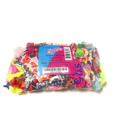Syleia Hand-Knotted Hair Ties Set - 100 Pieces for All Hair Types | No Crease, Printed & Solid Colors - Buy Online on GoSupps.com