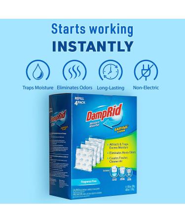 DampRid FG92 Moisture Absorber Refill - Easy-Refill System 4-10.5 oz Packages | Ideal for Home & Travel | International Shipping Available - Buy Online on GoSupps.com