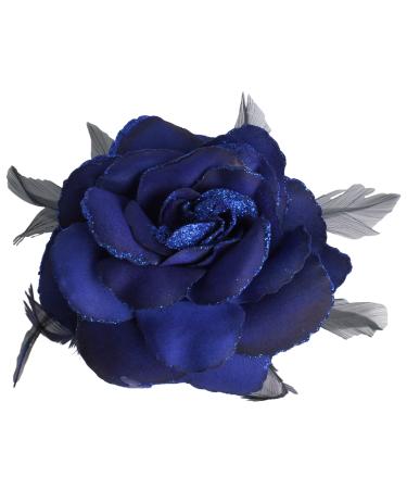 Royal Blue Rose Hair Clip Large Rose Fascinator Flower Hair Clip Blue Hair Accessories Clips Elastic Wedding Hair Flower 1pc