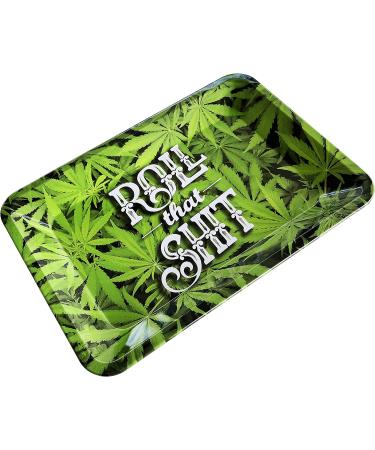 Dragon Rolling Tray 7x4.9 with Round Edges - Small Mini Tray (Green Leaves) 420 Green - Buy Online on GoSupps.com