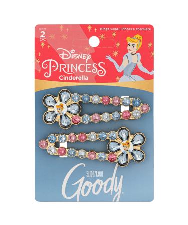 Goody Hinge Jewel Clip - Disney Princess  Cinderella - Slideproof Rhinestone Hair Accessories for Men  Women  Boys & Girls - Style With Ease & Keep Your Hair Secured - All Hair Types
