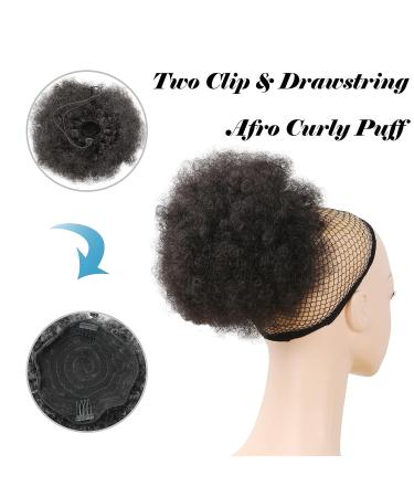 MEIRIYFA Afro Puff Drawstring Ponytail - Short Curly Synthetic Hair Extension Bun with Clips (Black) - Buy Online on GoSupps.com