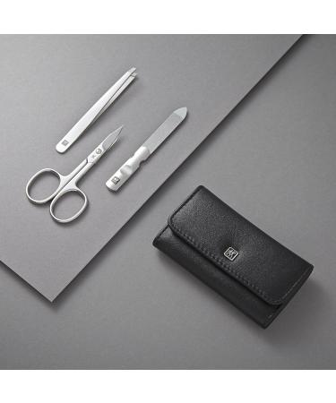 Professional Twin Manicure Set - 3-Part Cowhide Case for Hands & Feet Care - Black Nail Scissors Included - Buy Online on GoSupps.com