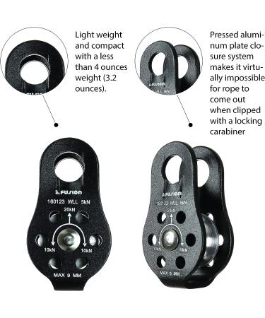 Fusion Climb Nuro Military Tactical Edition Aluminum Pulley Black 20KN - Buy Online on GoSupps.com