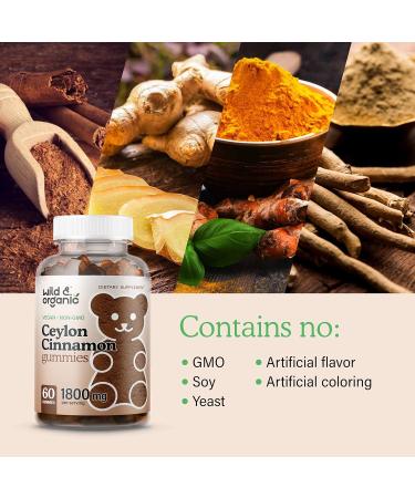 Organic Ceylon Cinnamon Gummies with Ginger Turmeric Ashwagandha - Antioxidant Support - 60 Banana-Flavored Chews - Buy Online on GoSupps.com