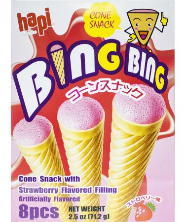 Hapi Bing Bing Cone Snack with Strawberry Flavored Filling, 2.51 Ounce