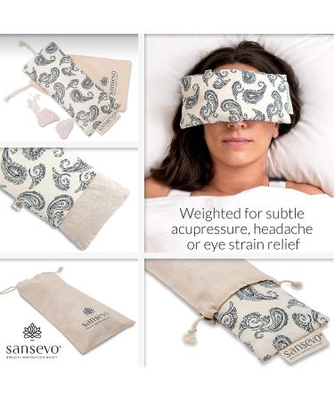 Sansevo Lavender Weighted Eye Pillow for Relaxation and Meditation - Aromatherapy Heated Eye Mask for Yoga and Better Sleep - Natural Paisley Design - Self Care Gift - Buy Online on GoSupps.com