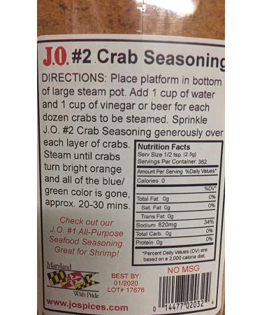 J.O. Crab Seasoning #2 32oz - 2lb (1 Pack) | Authentic Maryland Spice Blend - Buy Online on GoSupps.com