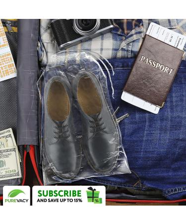 PUREVACY Clear Drawstring Bags 12x16.5 - Pack of 100 | Waterproof 2 mil Plastic Bags for Travel, Shipping, Storage | Odorless Shoe Dust Bags with Double Cotton Drawstrings - Buy Online on GoSupps.com