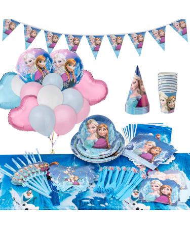 GK Galleria Frozen 2 Birthday Party Supplies for 12 Princesses with 170 Plus Items - Birthday Party Supplies - Frozen Party Decorations - Frozen Plates and Tablecloth - Anna Olaf Elsa