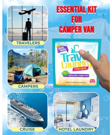 Skywin Travel Laundry Detergent 10 ml - 8 Pack | Effective Travel Soap for Sink Washing | Essential for International Travel - Buy Online on GoSupps.com