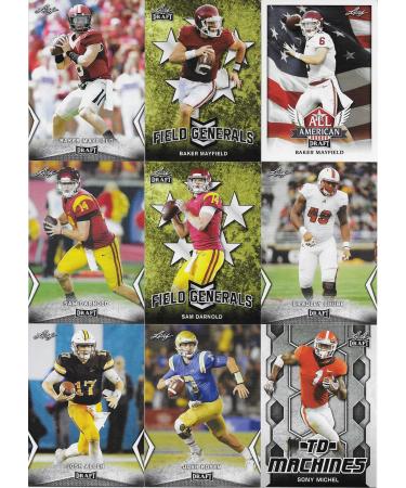 2018 LEAF NFL DRAFT Football Series Complete Mint 99 Card Master Set with Inserts including Multiple Cards of the Top Prospects Baker Mayfield, Josh Allen, Nick Chubb and many more