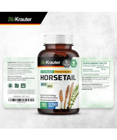 Organic Horsetail Capsules for Hair, Skin & Nails - With Nettle, Green Tea, Ginseng & Ginkgo Biloba - Immune Function & Antioxidant Support - 100 Capsules - Buy Online on GoSupps.com