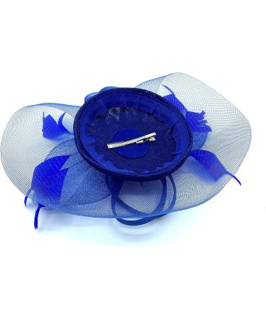 Ladies Royal Blue Feather Fascinator Clip/Headband Weddings Races Royal Ascot Hair Piece - Buy Online on GoSupps.com